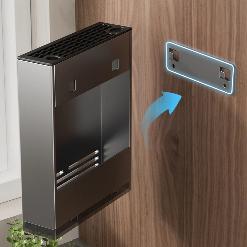 Wall Mounted Stainless Steel Chopsticks Holder with Drain Rack