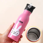 500ML Kids Stainless Steel Straw Water Bottle for Outdoor Sports