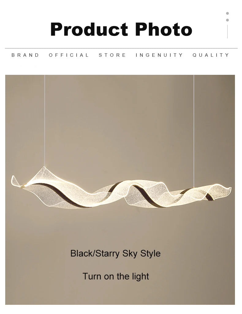 Nordic LED Wave Chandelier for Dining Room and Restaurant