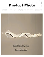 Nordic LED Wave Chandelier for Dining Room and Restaurant