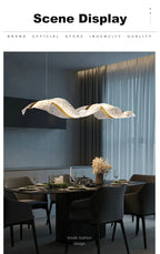 Nordic LED Wave Chandelier for Dining Room and Restaurant