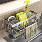 Stainless Steel Kitchen Sink Sponge Holder & Drain Rack Organizer