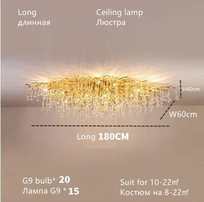 Nordic Luxury Gold K9 Crystal LED Chandelier Fixture