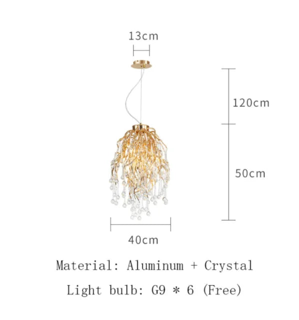 Nordic Luxury Gold K9 Crystal LED Chandelier Fixture
