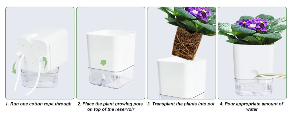 Self-Watering Magnetic Plant Pot with Cotton Rope for Garden