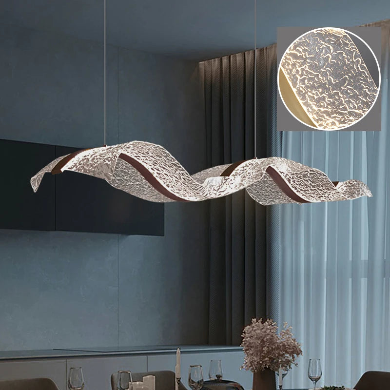 Nordic LED Wave Chandelier for Dining Room and Restaurant