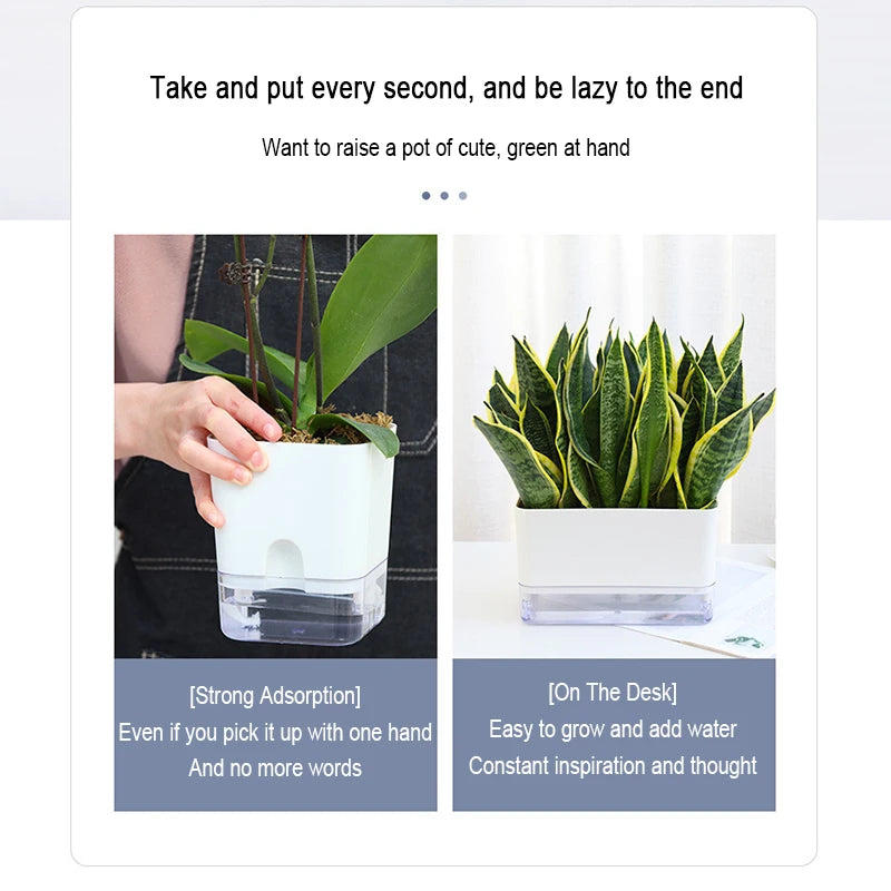 Self-Watering Magnetic Plant Pot with Cotton Rope for Garden