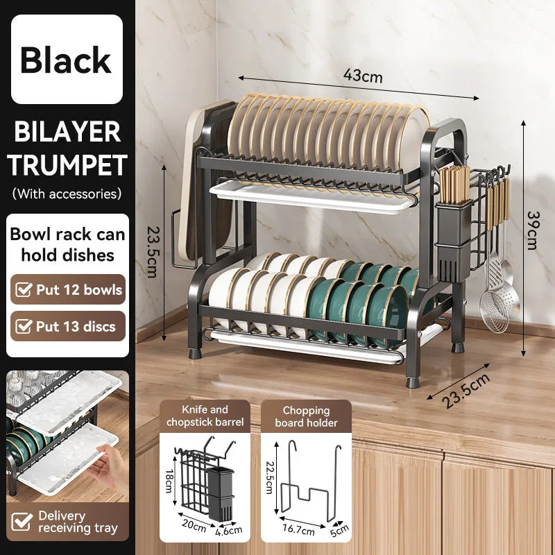 2025 Stainless Steel 2/3-Tier Kitchen Dish Drainer Rack
