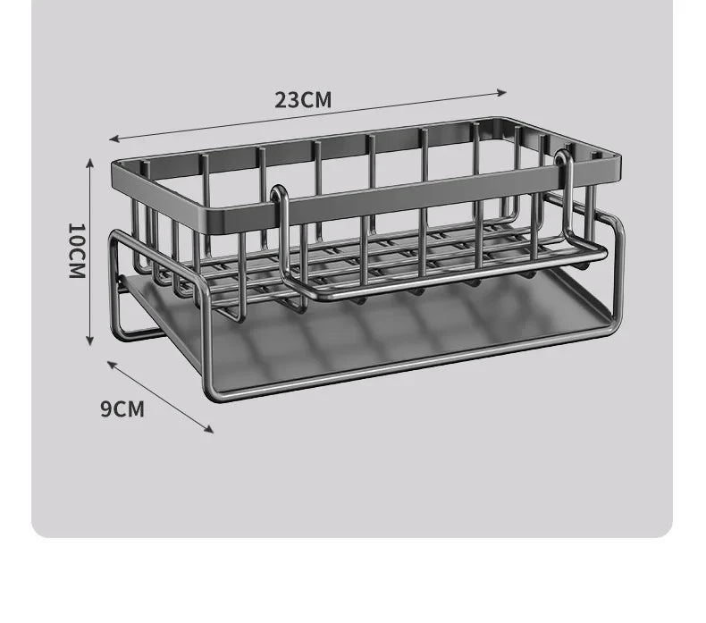 Stainless Steel Kitchen Sink Sponge Holder & Drain Rack Organizer