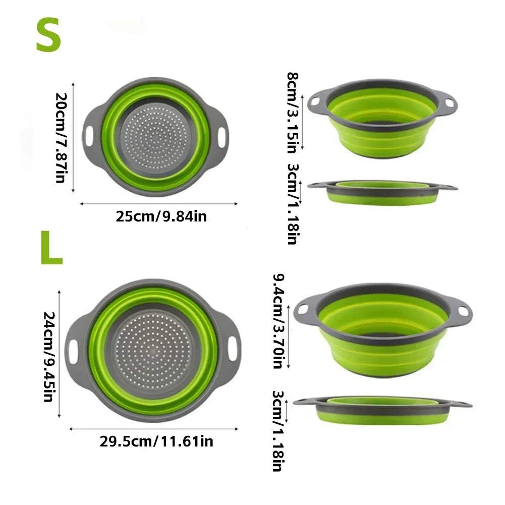 Collapsible Silicone Drain Basket for Fruits and Vegetables
