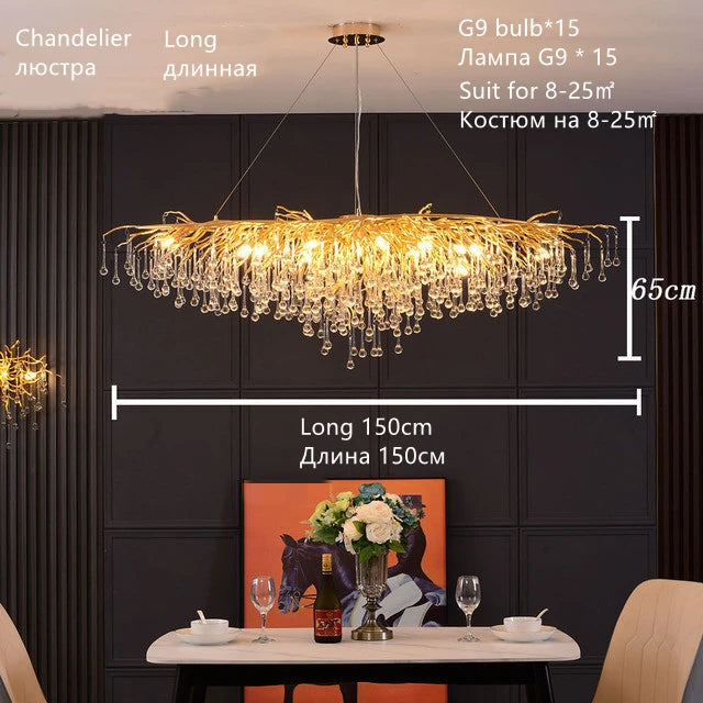 Nordic Luxury Gold K9 Crystal LED Chandelier Fixture