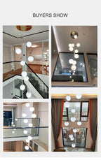 Modern Nordic LED Glass Staircase Chandelier for Living Room