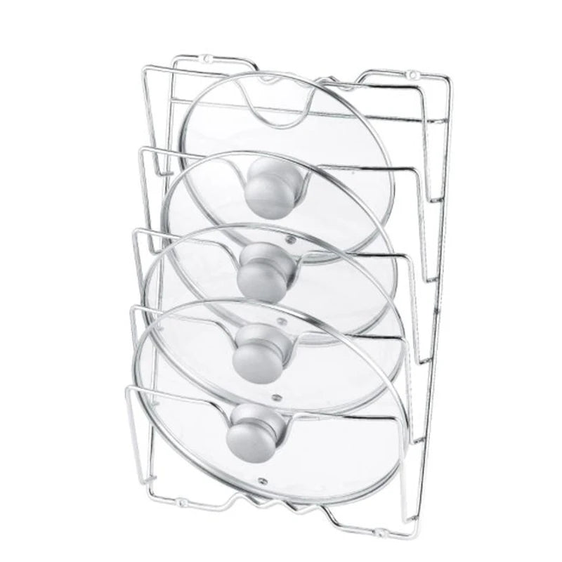 Kitchen Pot Cover Holder Rack – Rustproof Wall Hanging Organizer