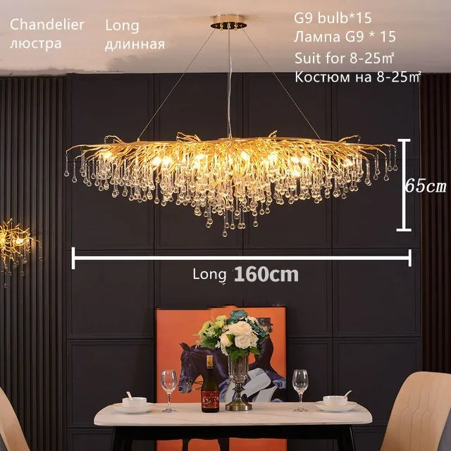 Nordic Luxury Gold K9 Crystal LED Chandelier Fixture