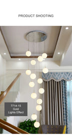 Modern Nordic LED Glass Staircase Chandelier for Living Room