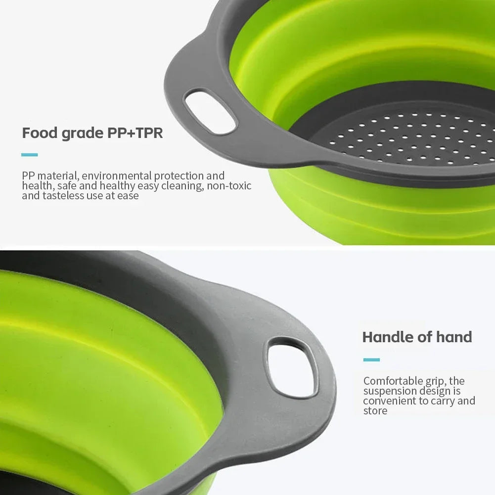 Collapsible Silicone Drain Basket for Fruits and Vegetables