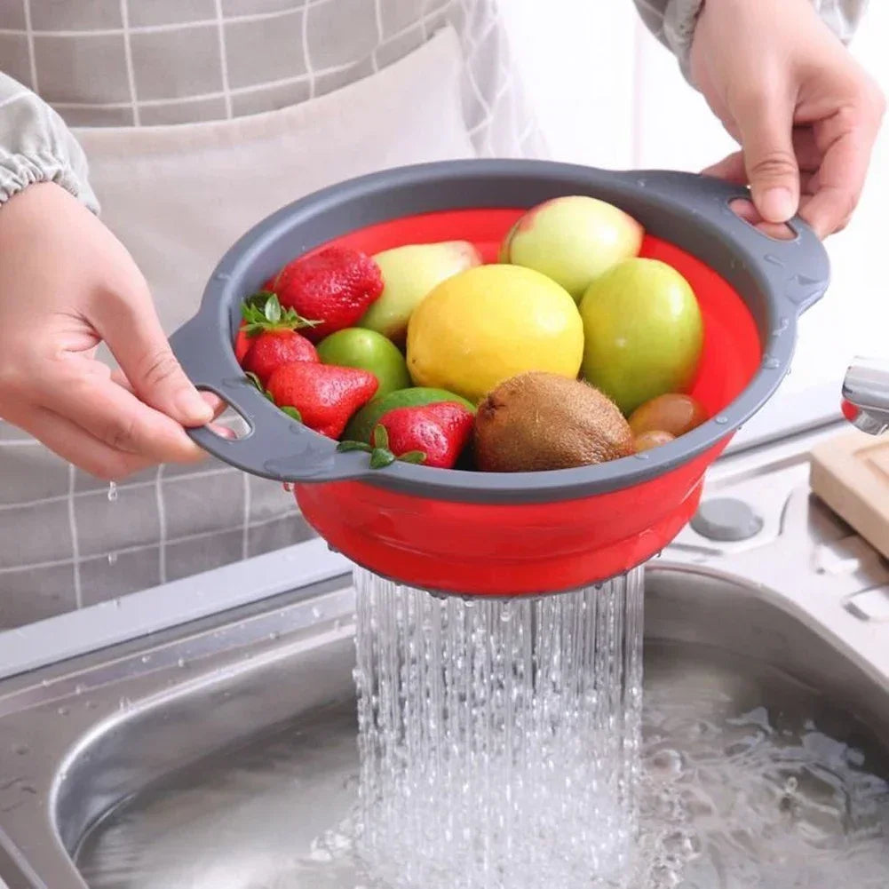 Collapsible Silicone Drain Basket for Fruits and Vegetables