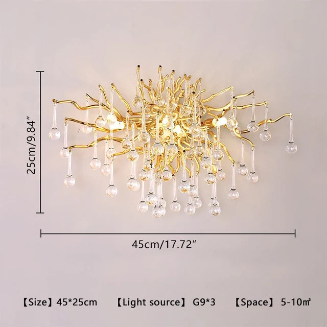 Nordic Luxury Gold K9 Crystal LED Chandelier Fixture