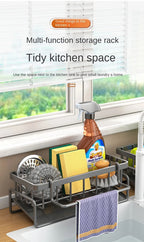 Stainless Steel Kitchen Sink Sponge Holder & Drain Rack Organizer