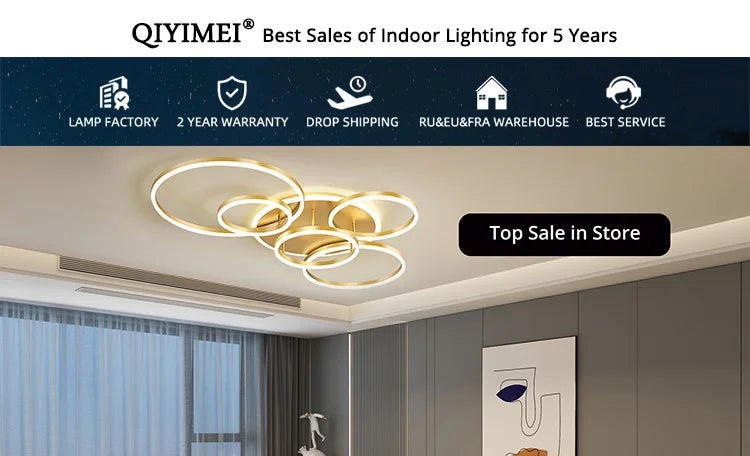 QIYIMEI Modern LED Chandelier for Bedroom and Living Room