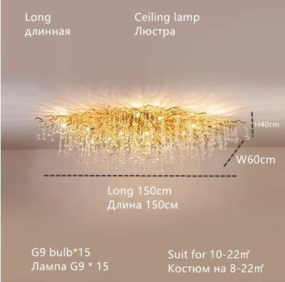 Nordic Luxury Gold K9 Crystal LED Chandelier Fixture