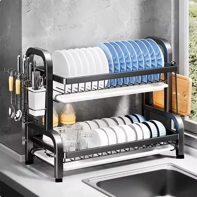 2025 Stainless Steel 2/3-Tier Kitchen Dish Drainer Rack