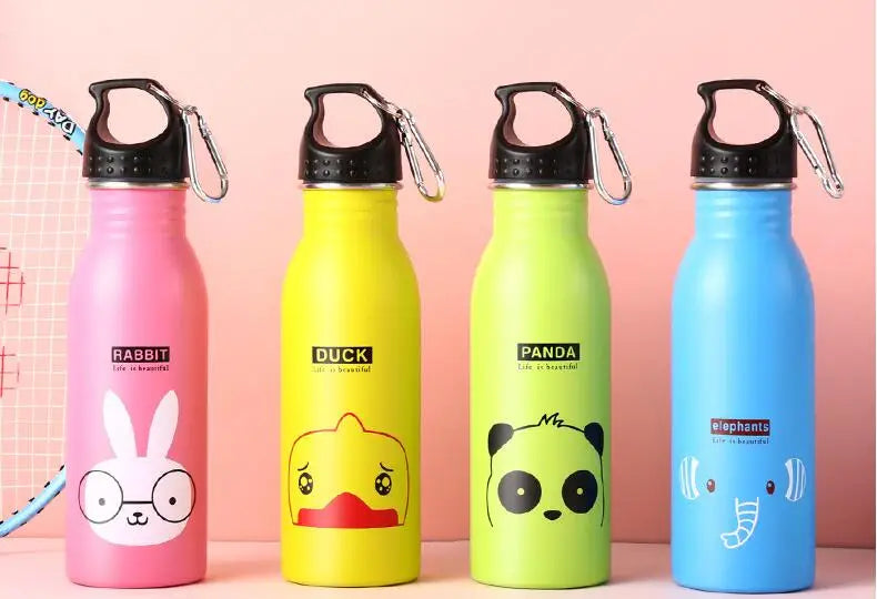 500ML Kids Stainless Steel Straw Water Bottle for Outdoor Sports
