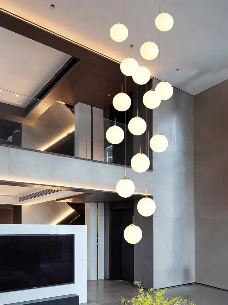 Modern Nordic LED Glass Staircase Chandelier for Living Room