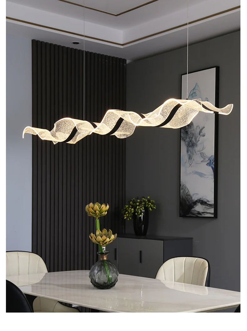 Nordic LED Wave Chandelier for Dining Room and Restaurant