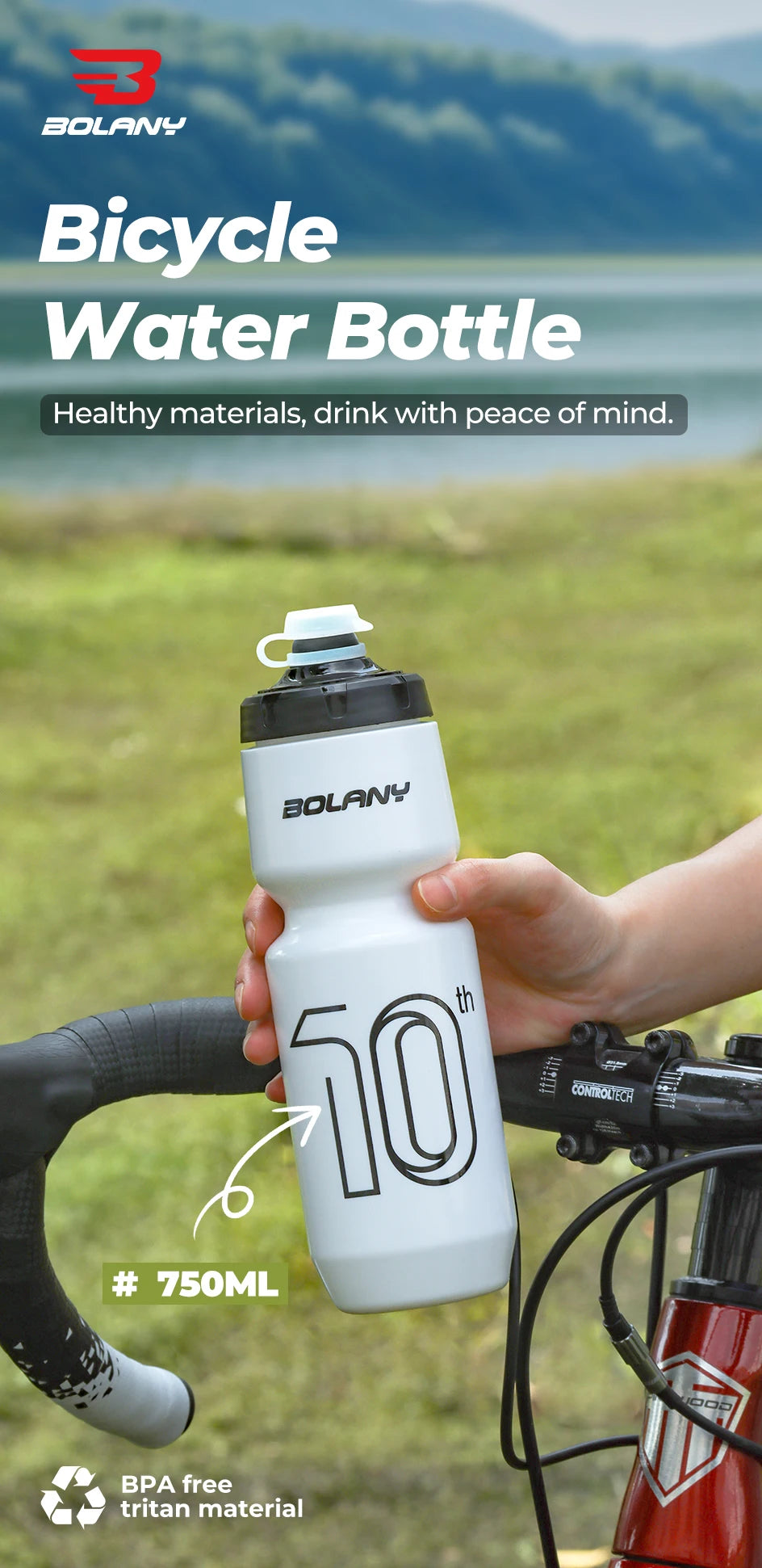 BOLANY 750ML Leak-Proof Bicycle Water Bottle for Cycling & Fitness