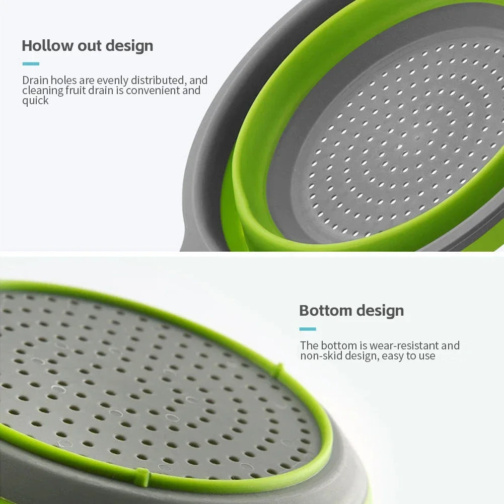 Collapsible Silicone Drain Basket for Fruits and Vegetables